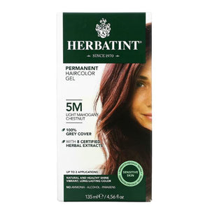 Herbatint, Permanent Hair Colour Gel 5M Light Mahogany Chestnut, 4.56 Oz