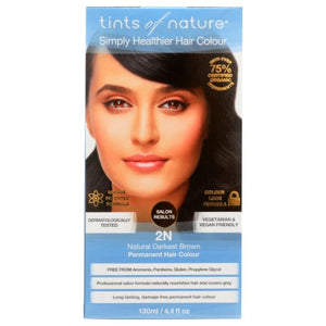 Tints of Nature, Permanent Hair Colour 2N Natural Darkest Brown, 4.4 Oz