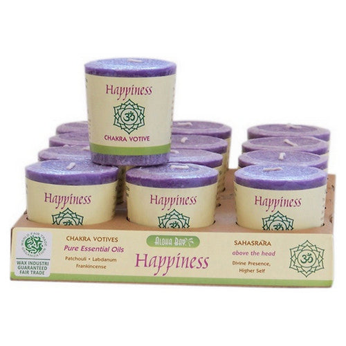 Aloha Bay, Candle Chakra Votive Happiness Violet, 12 Count