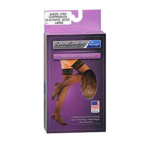 Loving Comfort, Thigh High Stockings Firm Compression Large Beige, 1 Each