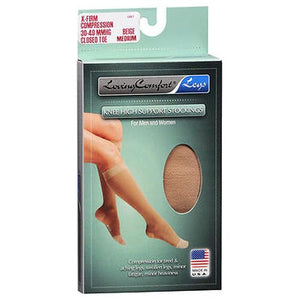 Loving Comfort, Knee High Support Stockings X-Firm Compression Closed Toe Medium Beige, 1 Pair