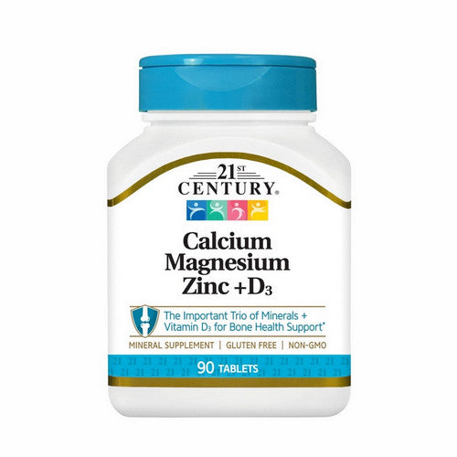 21st Century, Calcium Magnesium Zinc Plus D3, 90 Tabs