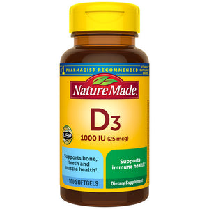 Nature Made, Vitamin D3, 25 Mcg, 100 Softgels