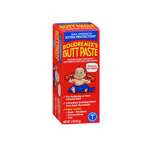Boudreaux, Butt Paste Zinc Oxide 40% Diaper Rash Ointment Max Strength, 2 Oz