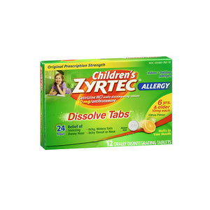 Zyrtec, Children'S Allergy Cetirizine Hci 24 Hour Dissolve Citrus, 10 Mg, 12 Tabs
