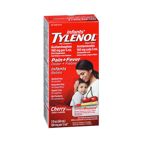 Tylenol, Infants' Pain + Fever Acetaminophen Oral Suspension Cherry, 160 Mg, 2 Oz