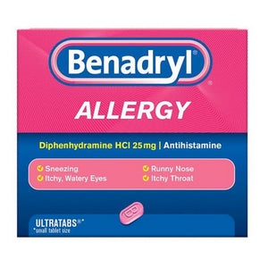 Benadryl, Allergy Diphenhydramine Hcl Antihistamine Ultratabs, 25 mg, 24 Tabs