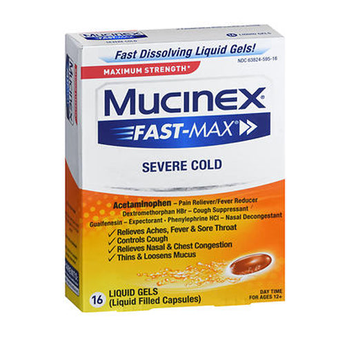 Mucinex, Fast-Max Cold And Flu Liquid Gels Maximum Strength, 16 Caps