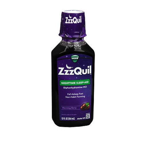 Vicks, Zzzquil Diphenhydramine HCl Nighttime Sleep Aid Liquid Warming Berry, 12 Oz