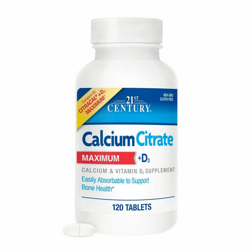 21st Century, Calcium Citrate Maximum + D3, 120 Tabs