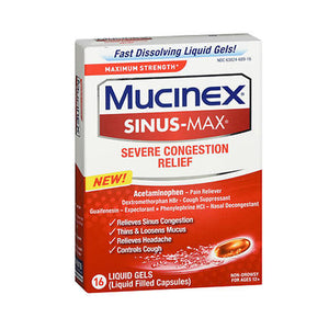 Mucinex, Sinus-Max Pressure Pain And Cough Liquid Gels Maximum Strength, 16 Each