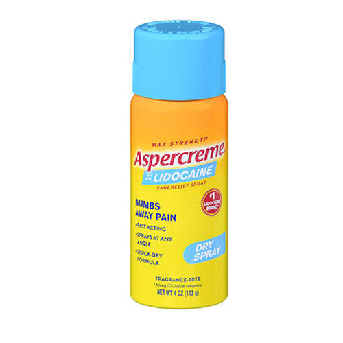Aspercreme, 4% Lidocaine Pain Relief Dry Spray Max Strength, 4 Oz