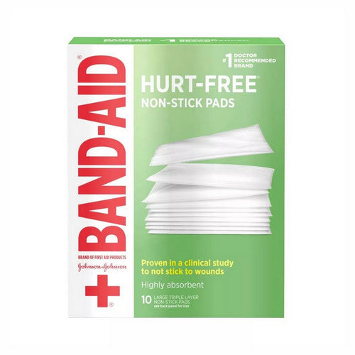 Band-Aid, Hurt Free Non-Stick Pads Large 3 X 4 Inch, 10 Each