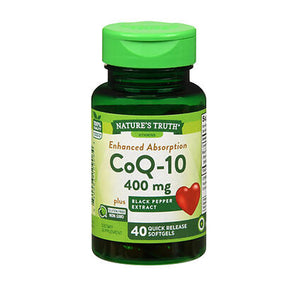 Nature's Truth, CoQ-10 Plus Black Pepper Extract Quick Release Softgels, 400 Mg, 40 Tabs