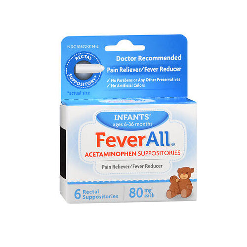 Feverall, Acetaminophen Suppositories, 6 Each