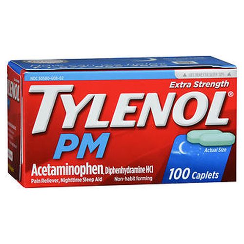 Tylenol, Pm Caplets Extra Strength, 100 Caps