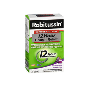 Robitussin, 12 Hour Cough Relief Liquid Grape Flavored, 3 Oz