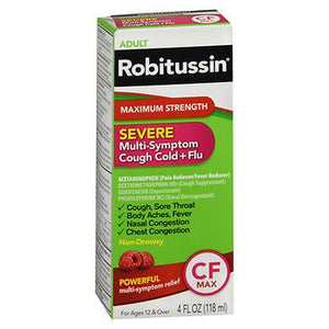 Robitussin, Maximum Strength Severe Cough Cold Plus Flu Nighttime, 4 Oz