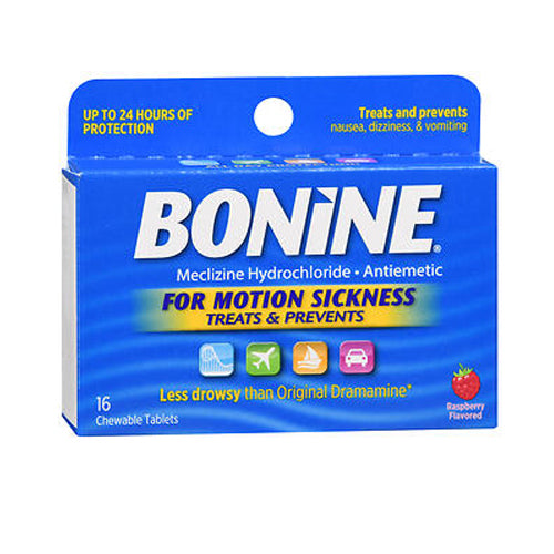 Bonine, Non-Drowsy Nausea Relief Meclizine Hci Raspberry, 25 Mg, 16 Tabs