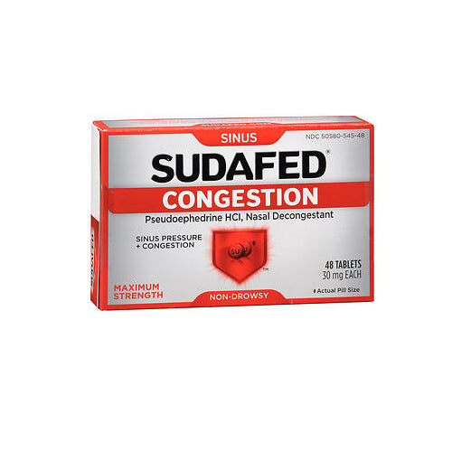 Sudafed Pe, Congestion Pseudoephedrine Hci, 48 Tabs