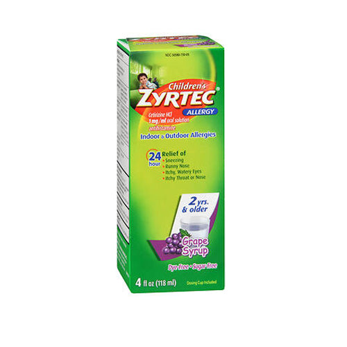 Zyrtec, Children'S Allergy Cetirizine Hcl 24 Hour Grape Syrup, 4 Oz
