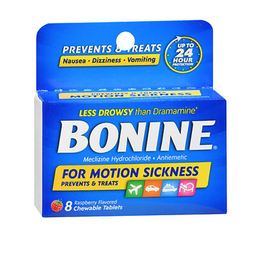 Bonine, Motion Sickness Chewable Tablets Raspberry Flavored, 8 Tabs