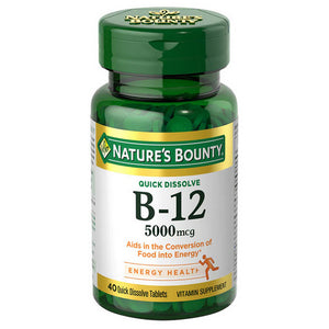 Nature's Bounty, B-12 Quick Dissolve Tablets, 5000 Mcg, 40 Count