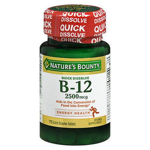 Nature's Bounty, Vitamin B-12 Quick Dissolve Tablets, 2500 mcg, 75 Tabs