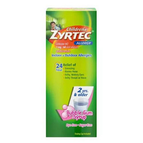 Zyrtec, Children'S Allergy Cetirizine Hci 24 Hour Bubble Gum Syrup, 4 Oz