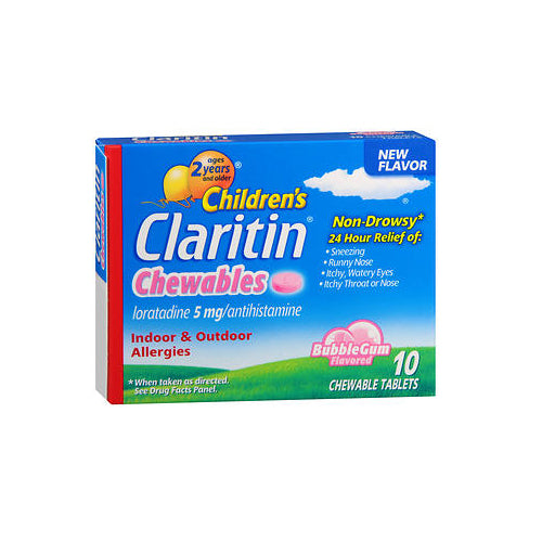 Claritin, Children's 24 Hour Allergy Chewable Tablets Bubble Gum Flavored, 10 Tabs
