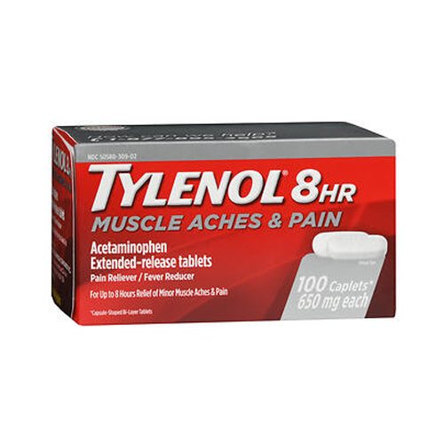 Tylenol, Muscle Aches And Pain Acetaminophen Extended Release Caplets, 650 Mg, 100 Tabs