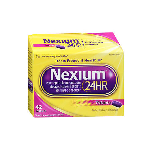 Nexium 24HR, Esomeprazole Magnesium Acid Reducer, 20 Mg, 42 Tabs