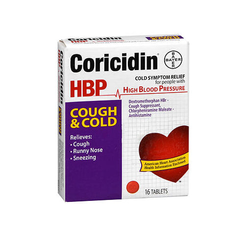 Coricidin Hbp, Cough & Cold Tablets, 16 Tabs