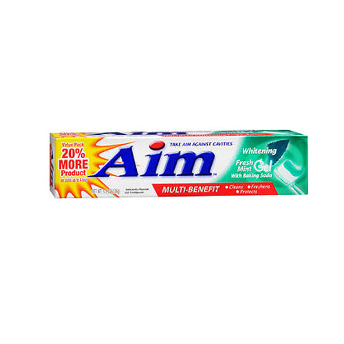 Aim, Whitening Anticavity Fluoride Gel Toothpaste Fresh Mint, 5.5 Oz