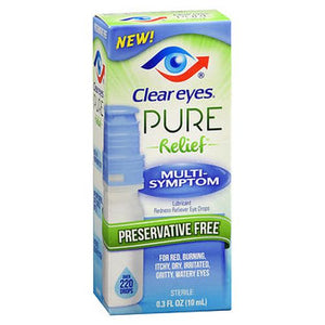Clear Eyes, Pure Relief Lubricant Redness Reliever Eye Drops Multi-Symptom, 1 Each