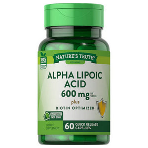 Nature's Truth, Alpha Lipoic Acid Plus Biotin Optimizer Quick Release Capsules, 600 Mg, 60 Caps