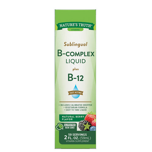 Nature's Truth, Sublingual B Complex Liquid Plus B-12 Natural Berry Flavor Liquid, 2 Oz