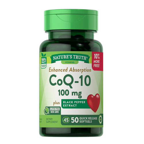Nature's Truth, Coq-10 Plus Black Pepper Extract Quick Release Softgels, 100 Mg, 50 Caps