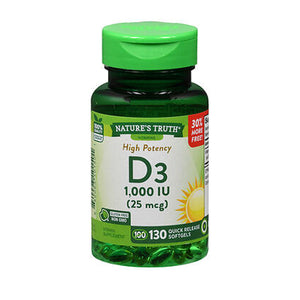 Nature's Truth, Vitamin D3 Quick Release Softgels, 25 Mcg, 130 Caps