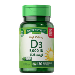 Nature's Truth, Vitamin D3 Quick Release Softgels, 125 Mcg, 130 Caps