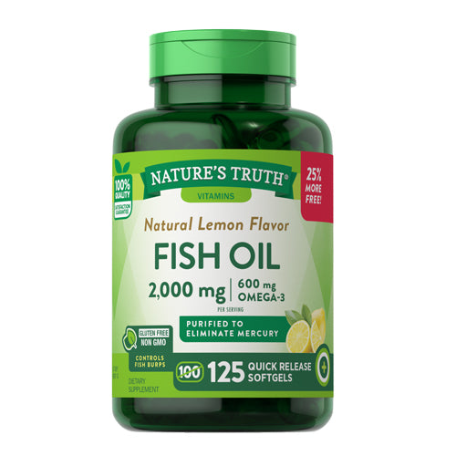 Nature's Truth, Fish Oil Quick Release Softgels Natural Lemon Flavor, 2000 Mg, 125 Caps
