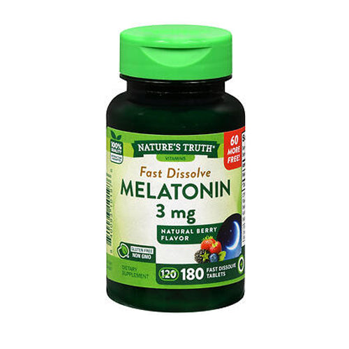 Nature's Truth, Melatonin Fast Dissolve Tabs Natural Berry Flavor, 3 Mg, 180 Tabs