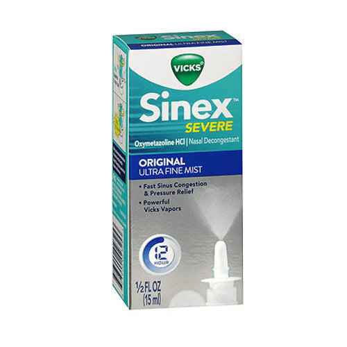 Vicks, Sinex Severe Oxymetazoline Hcl Nasal Decongestant Ultra Fine Mist Original, 0.5 Oz