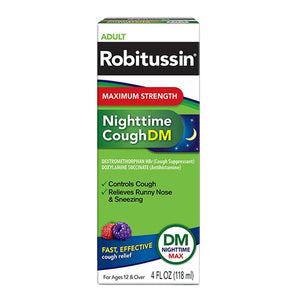 Robitussin, Adult Nighttime Cough DM Liquid Maximum Strength, 4 Oz
