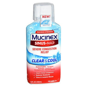 Mucinex, Sinus-Max Severe Congestion Relief Maximum Strength Clear & Cool Liquid, 6 Oz