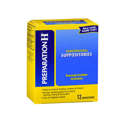 Preparation H, Hemorrhoidal Suppositories, 12 Each
