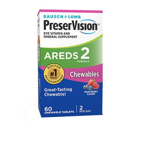 Bausch + Lomb, Preservision Areds 2 Formula Chewable Mixed Berry, 60 Tabs