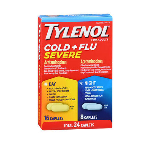 Tylenol, Cold Plus Flu Severe Caplets Day And Night, 24 Tabs