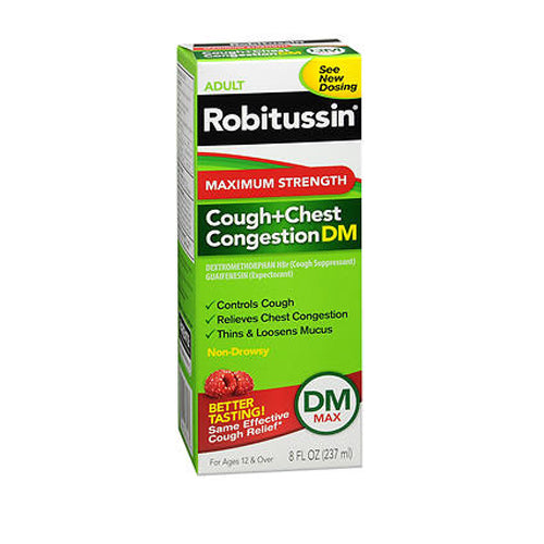 Robitussin, Adult Cough + Chest Congestion Dm Liquid Maximum Strength, 8 Oz