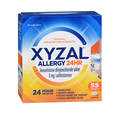 Xyzal, Allergy 24 Hr Levocetirizine Dihydrochloride Tablets, 5 Mg, 55 Tabs